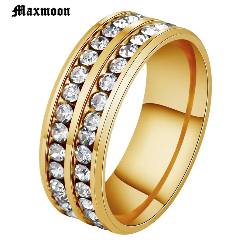 Кольца Maxmoon из титановой нержавеющей стали женские ювелирные изделия с белым