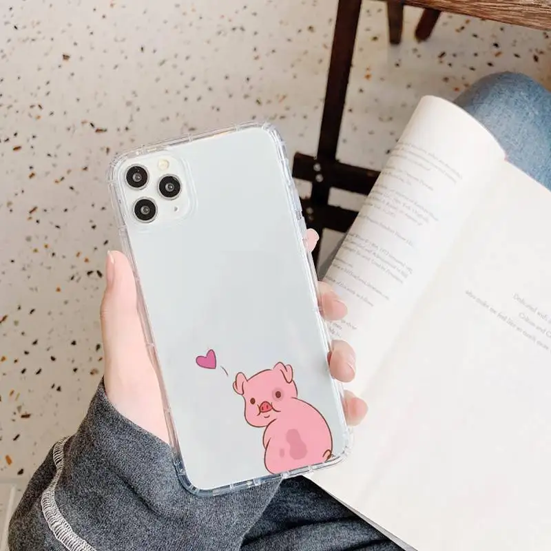 

Cartoon pink Cute Pig Phone Cases Transparent soft For iphone 5 5s 5c se 6 6s 7 8 11 12 plus mini x xs xr pro max