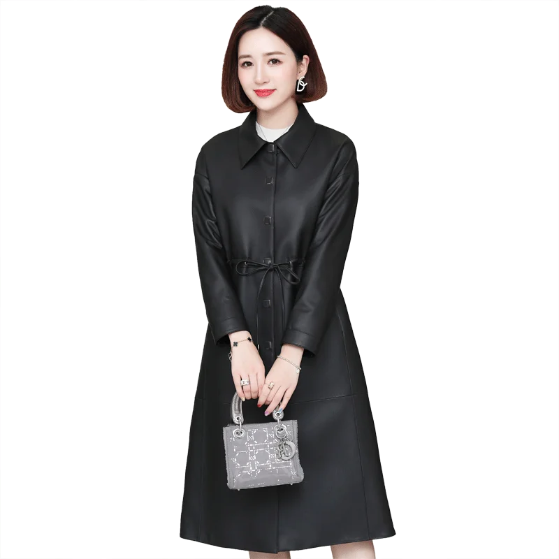 

heining leather garment women's middle and long model 2020 spring and autumn new thin sheepskin windbreaker fur coat