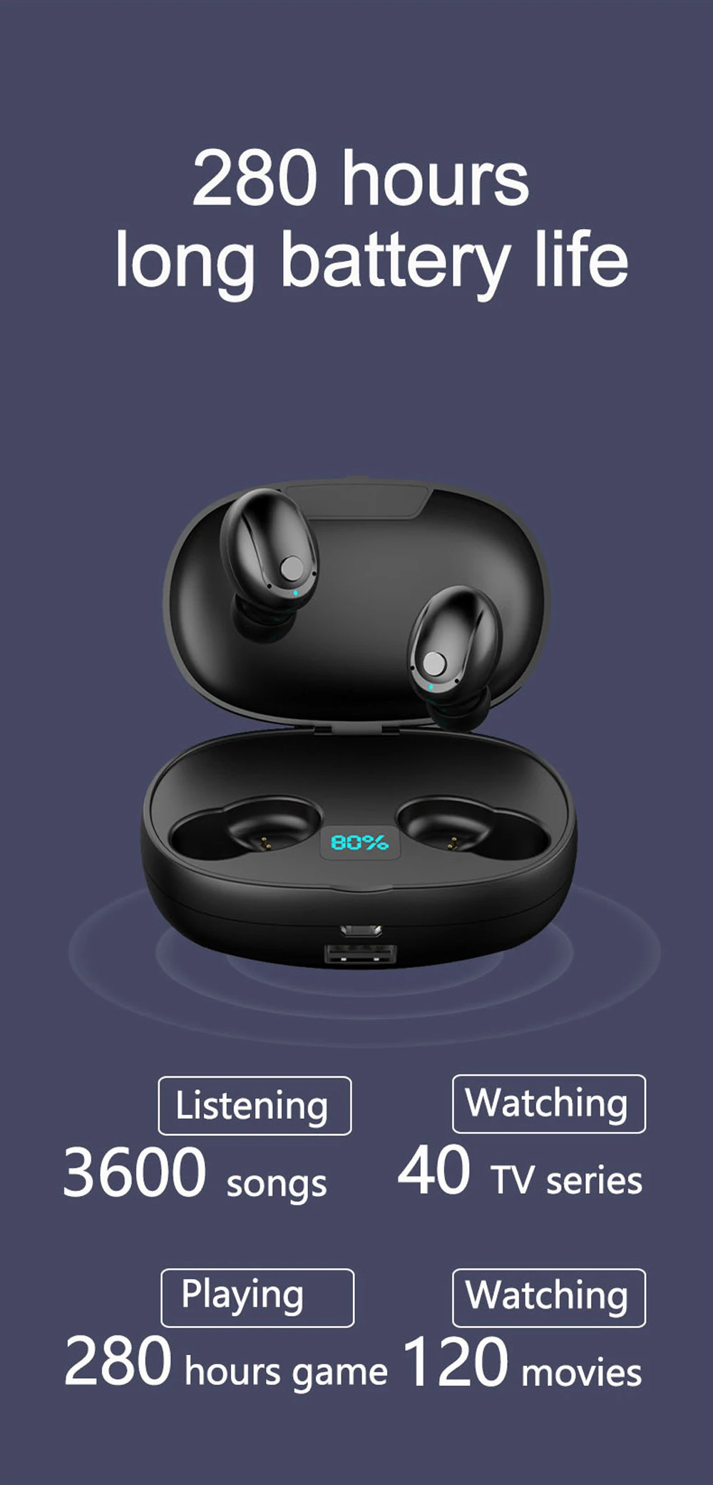 TWS V5.0 T5S Bluetooth наушники 3D стерео беспроводные наушники с микрофоном 2200 мАч Внешний аккумулятор гарнитура с микрофоном Спорт
