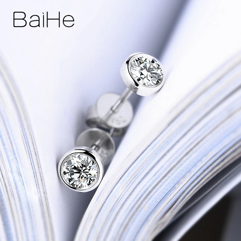 BAIHE, 18 К, белое золото, 0.20CT SI/H, натуральные бриллианты, хорошее ювелирное изделие, свадебный подарок, обручение, модные женские серьги-гвоздики
