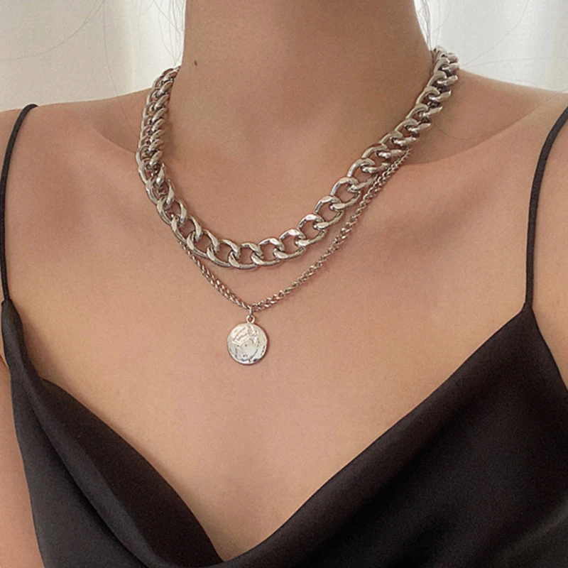 

Pendant Necklace for Women Vintage Snake Trendy Thick Chain Necklaces Gold Silver Color Women Jewelry Accessories 2021 Fashion