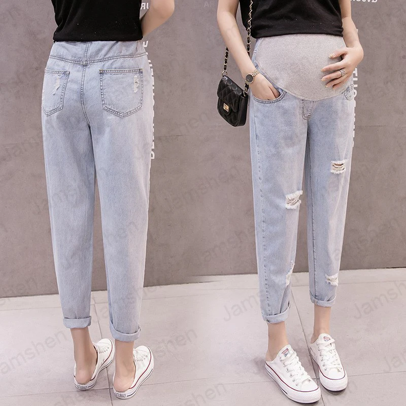 2020 New Maternity Pants Thin Section Stomach Lift Ultra-Thin Denim Pants Pregnant Women Jeans for Pregnant Women