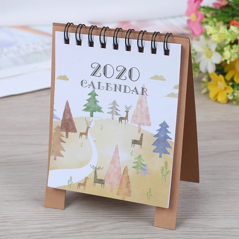2020 мини настольная бумага календарь Лес Животные стиль ежедневный планировщик