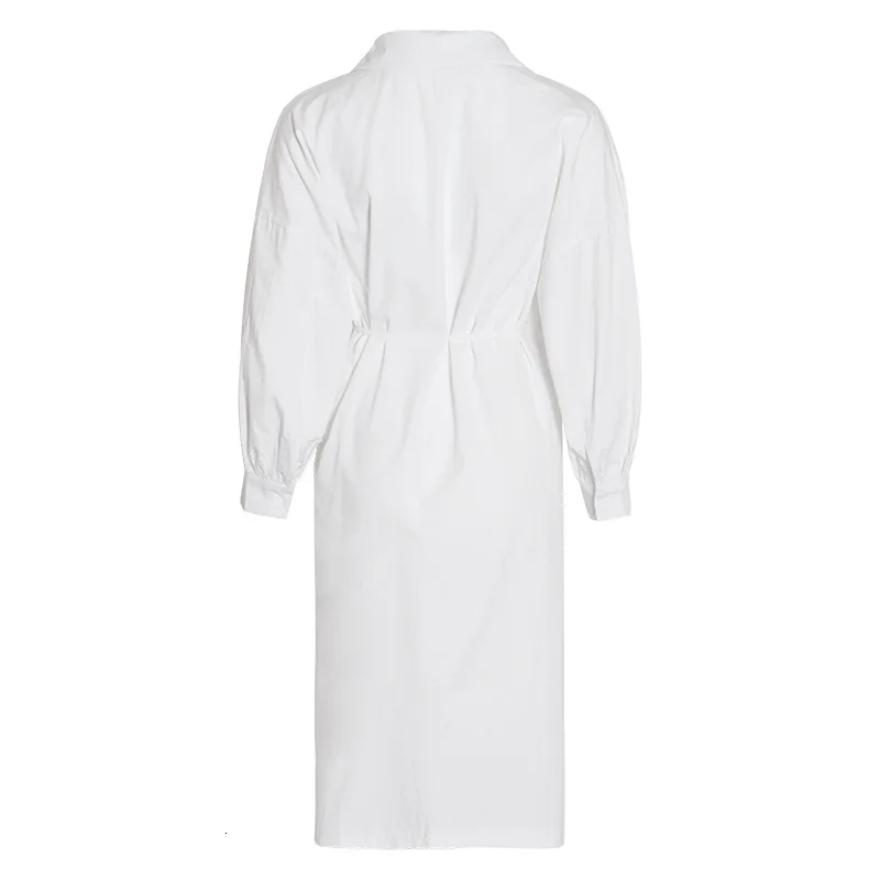 Женское миди платье рубашка летнее Повседневное туника с рукавами фонариками и