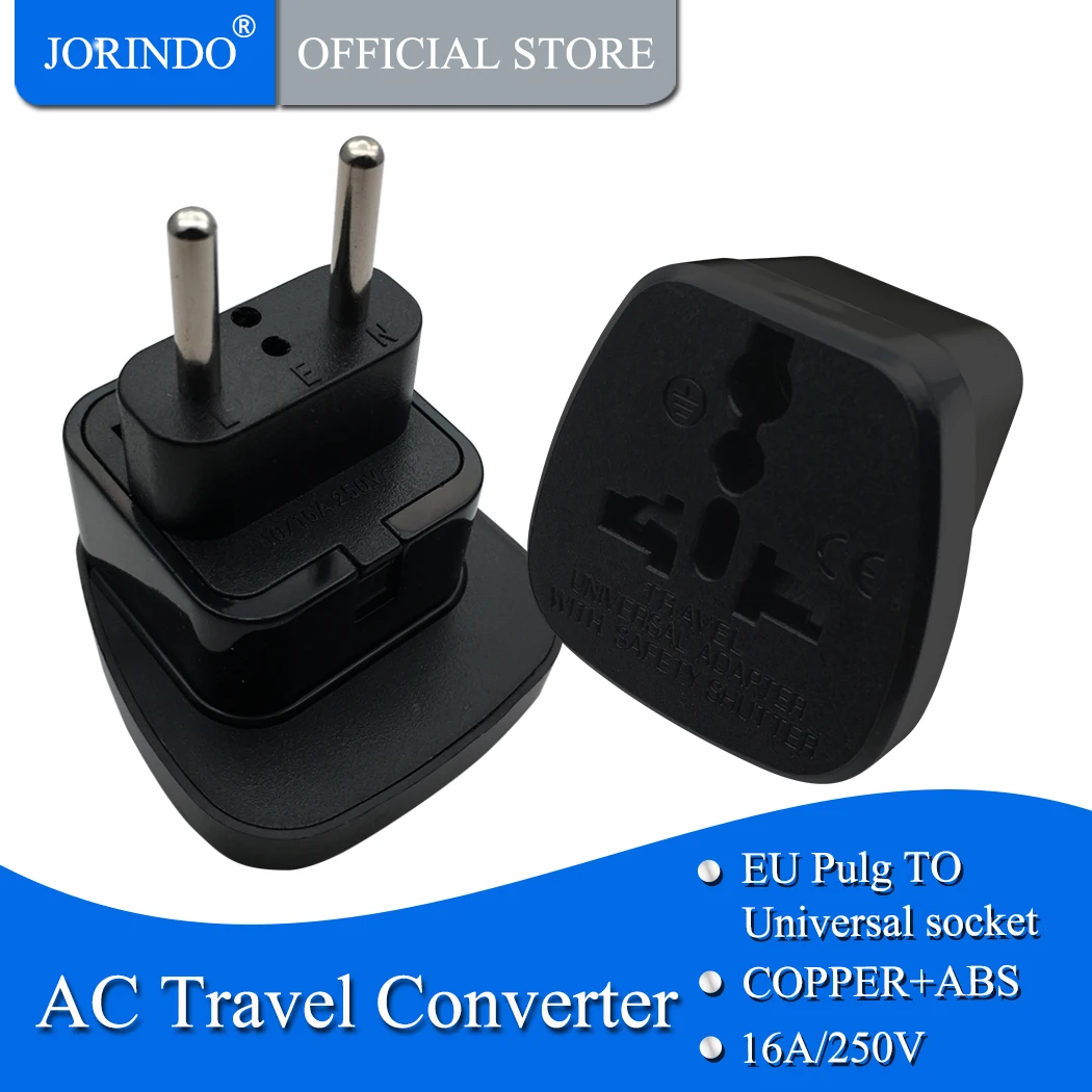 Дорожный адаптер jorinдо для ЕС штепсельная вилка с дверью безопасности