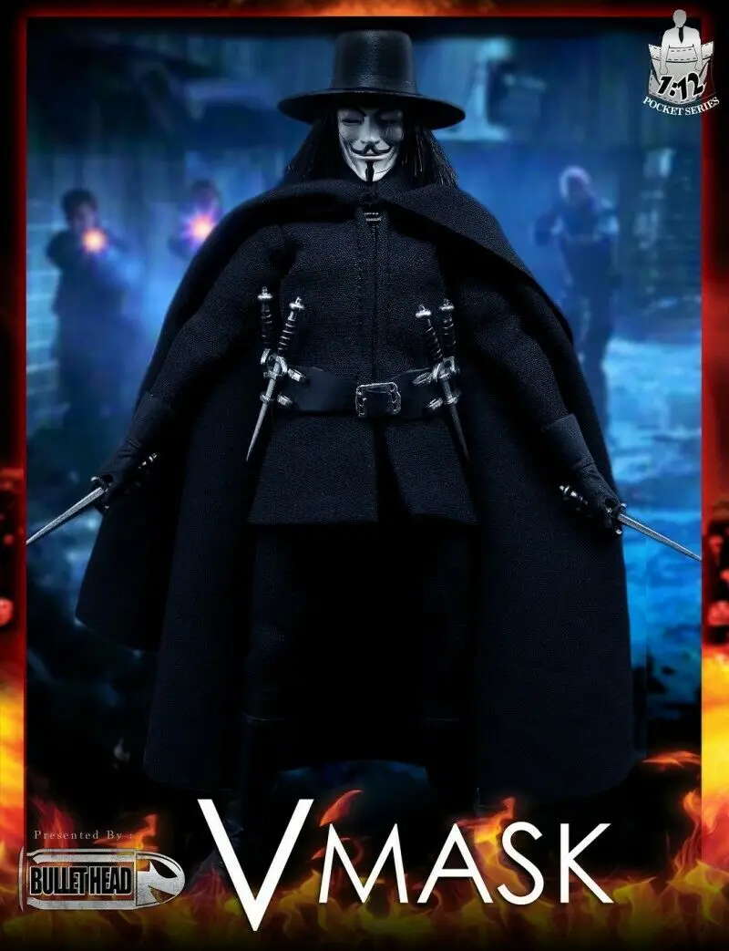 Коллекция 1/12, цилиндрическая голова BH004 1/12 VMASK V для вендетты, Мужская фигурка, набор, экшн-фигурка, модель, игрушка, подарок для фанатов
