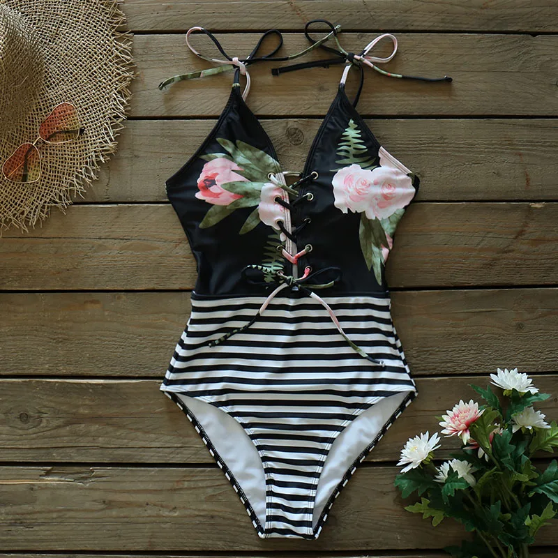 Новинка 2020 винтажные цельные купальные костюмы бохо с цветочным принтом