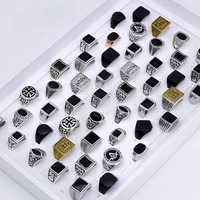 20pcslot square classic metal men matte smooth rings for women fashion jewelry party gifts wholesale bulk lots
