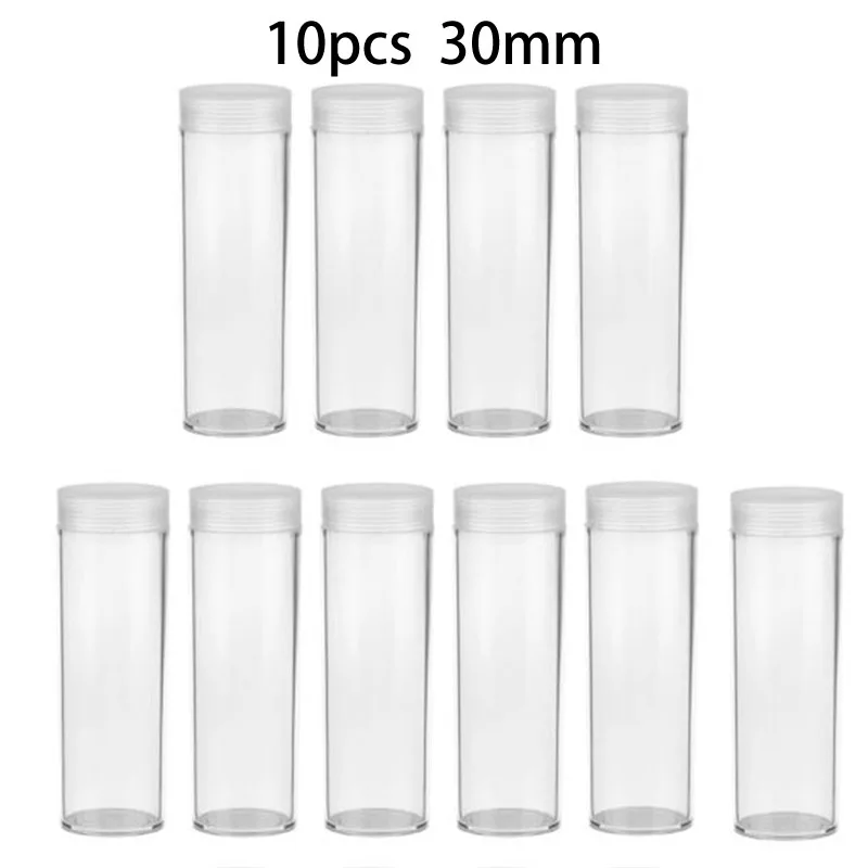 

10pcs Coin Tube Storage Supplies Plastic Transparent 110mm Supply Round Case Box