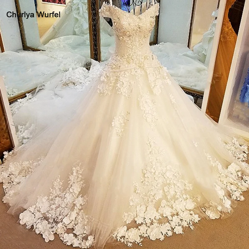 LS55585 свадебное платье кружевные цветыRhinestone свадебное платье зашнуровать назад возлюбленной бальное платье роскошное хрустальное свадебное платье длинный поезд реальные фотографии