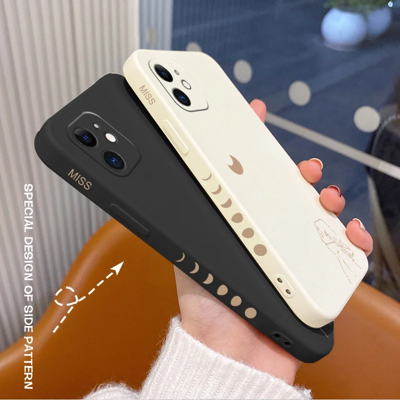 

On The Couple Phone Case For iPhone 12 13 Pro Max 11 X XS XR XSMAX SE2020 8 8Plus 7 7Plus 6 6S Plus Liquid Silicone Cover