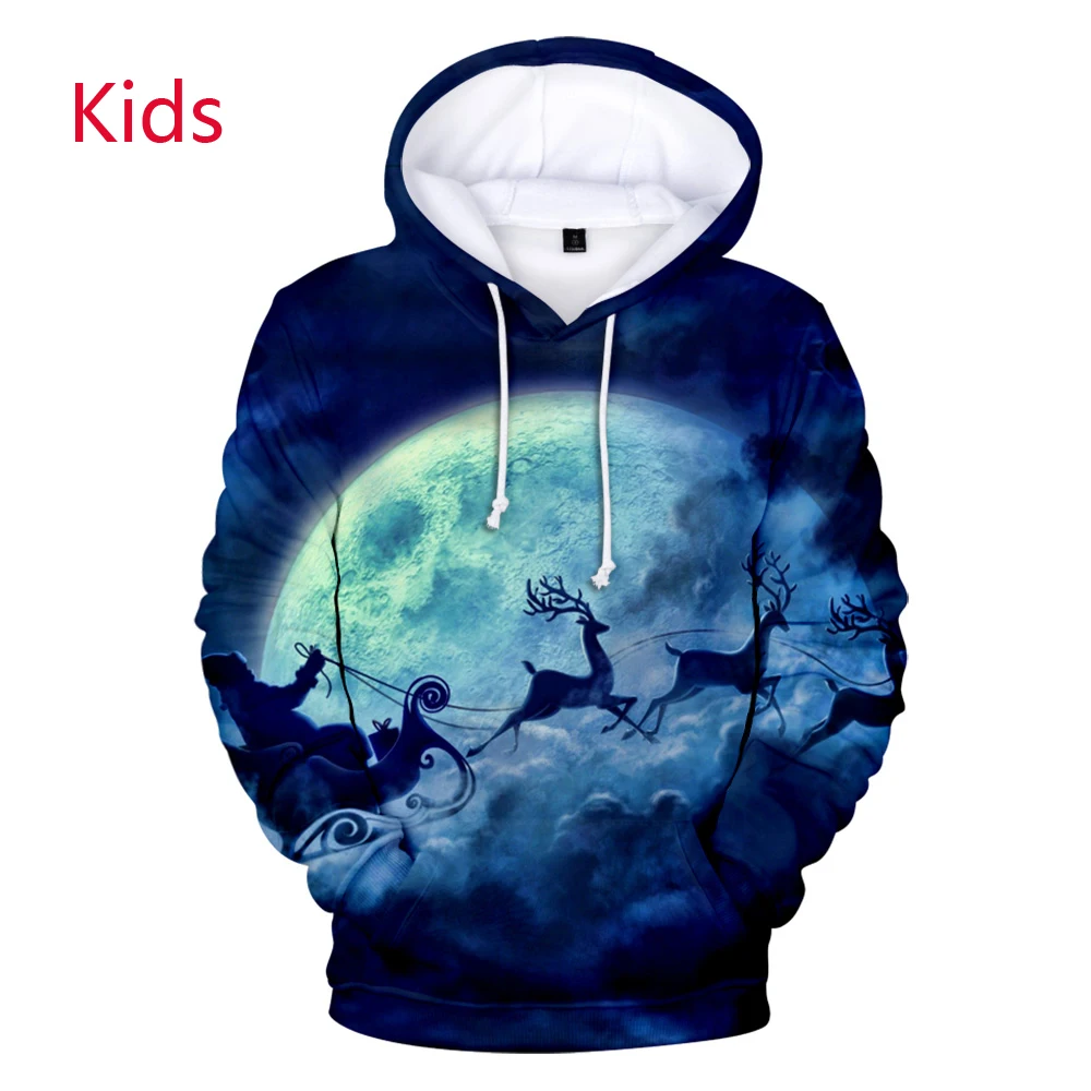 Лидер продаж от 2 до для детей 12 лет Детские толстовки с капюшоном Рождеством 3D и