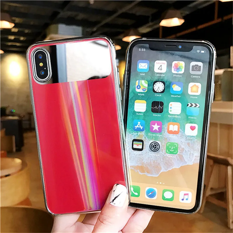 Зеркальный лазерный чехол Aurora для iPhone 12Mini Pro Max Роскошный 11 X XR XS 7 8 Plus 2020 SE Защита