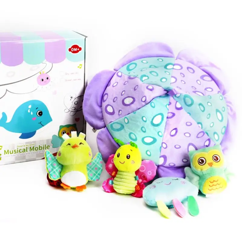 

Baby Crib Mobile Rattles 0-12 Months Music Rotating Bed Bell Plush Toy Infants Newborns Soothing Educational Toys Gift