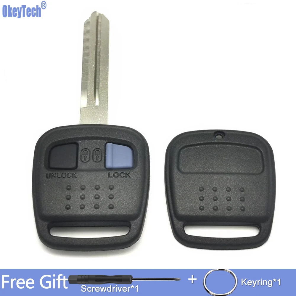 

OkeyTech 2 Buttons Remote Car Key Shell Case Fob For Nisasn Bluebird Replacement Car Key Blank Shell Cover With Keyring
