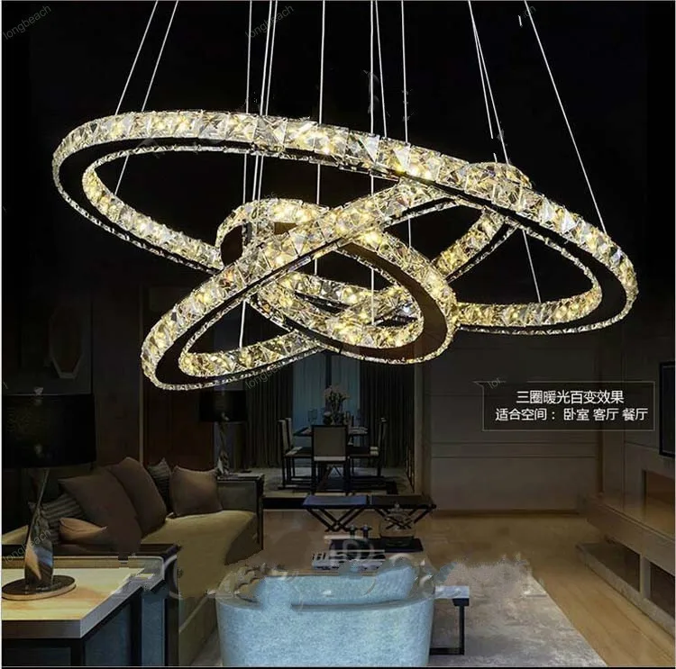 Hot sale Diamond Ring LED Crystal Chandelier Light Modern Chandelier Circles 100% Guarantee +Free shipping