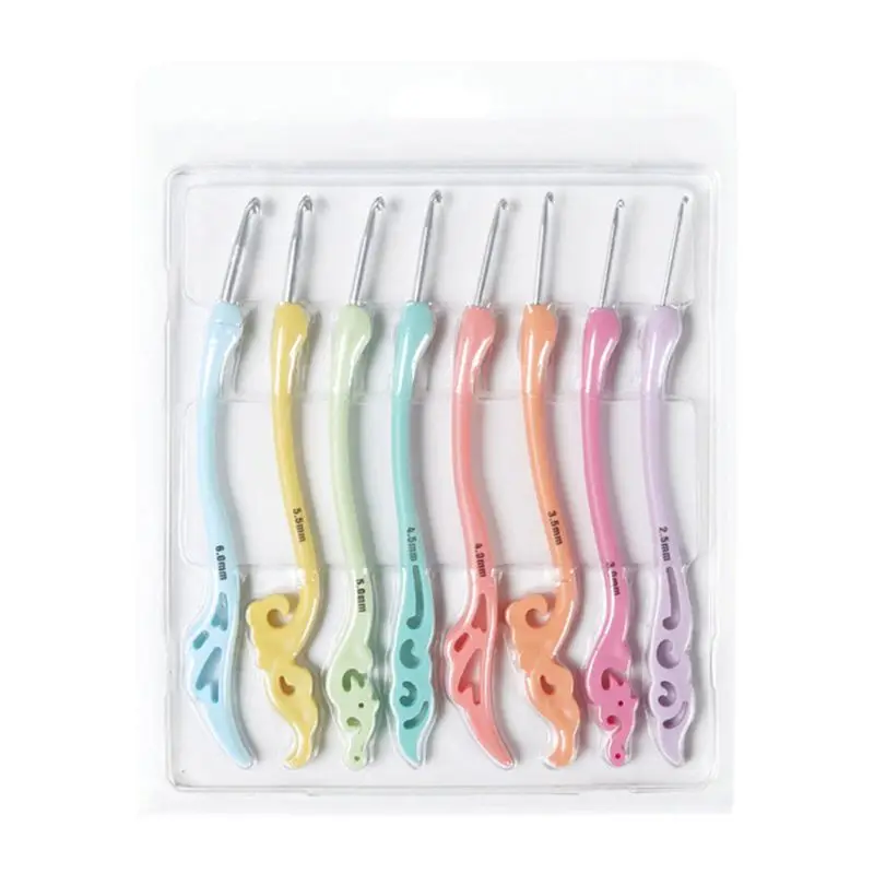 8 шт./компл. TPR ручка Алюминий вязальные крючки Вязание игла свитер вплетать в