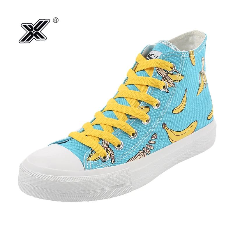 Женские холщовые кроссовки повседневная обувь с принтом фруктов высокая подошва