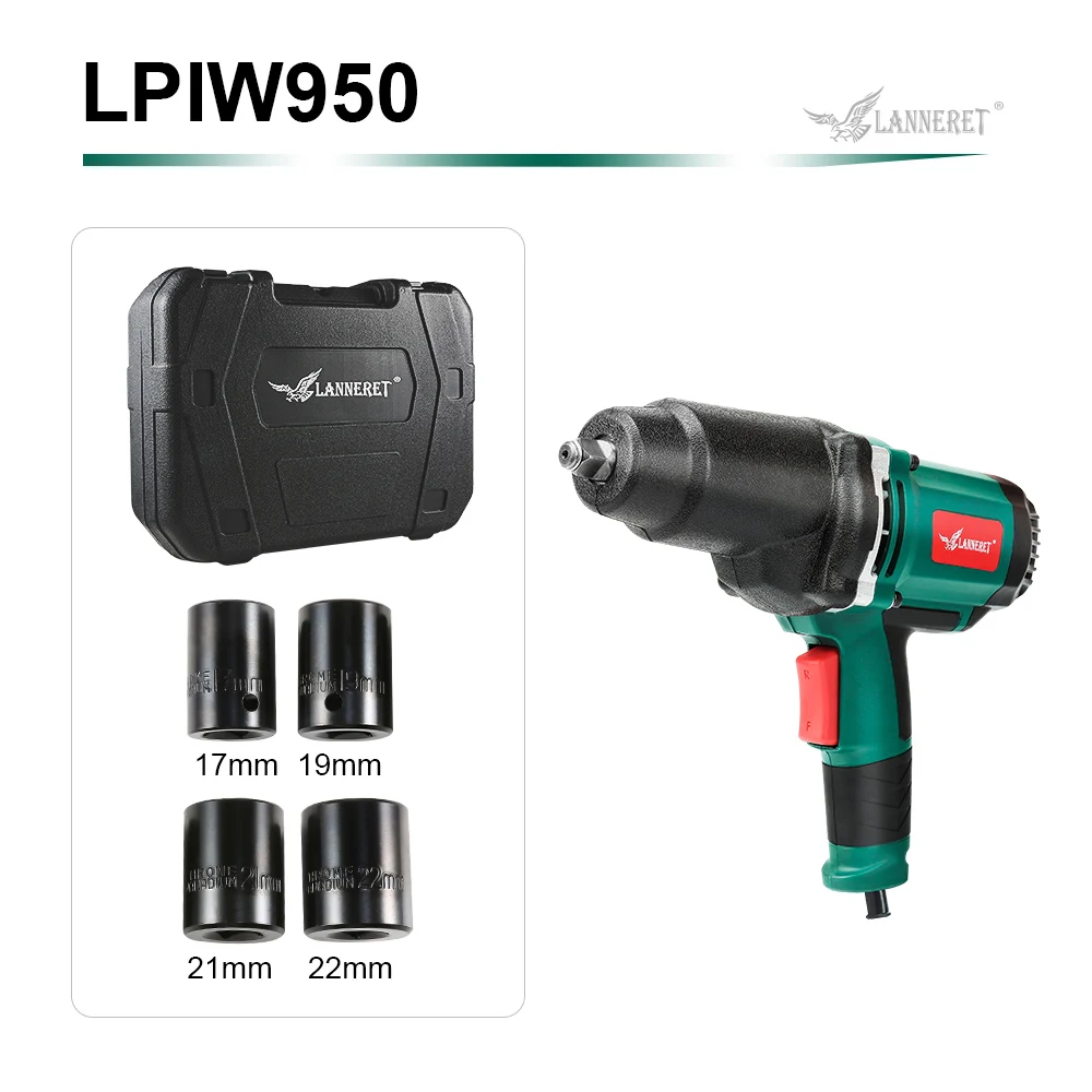 LPIW950 BMC Box LANNERET ударный гайковерт максимальный крутящий момент 300-500Nm 1/2 дюймов разъем 450 Вт/950 Вт Электрический ключ меняющий шины электроинструмент - Цвет: LPIW950 BMC Box