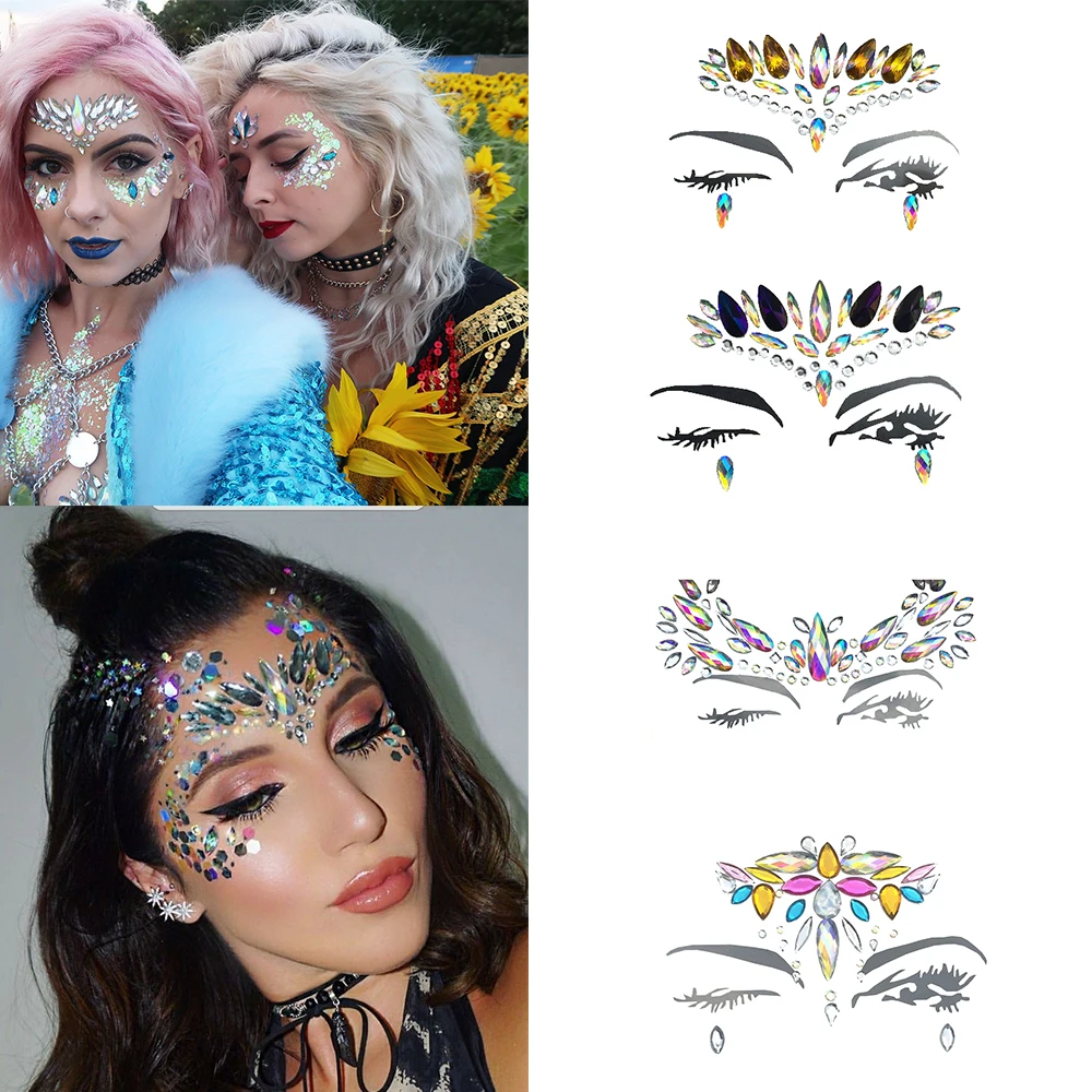 Временные татуировки Стразы с блестками наклейки для тела украшения