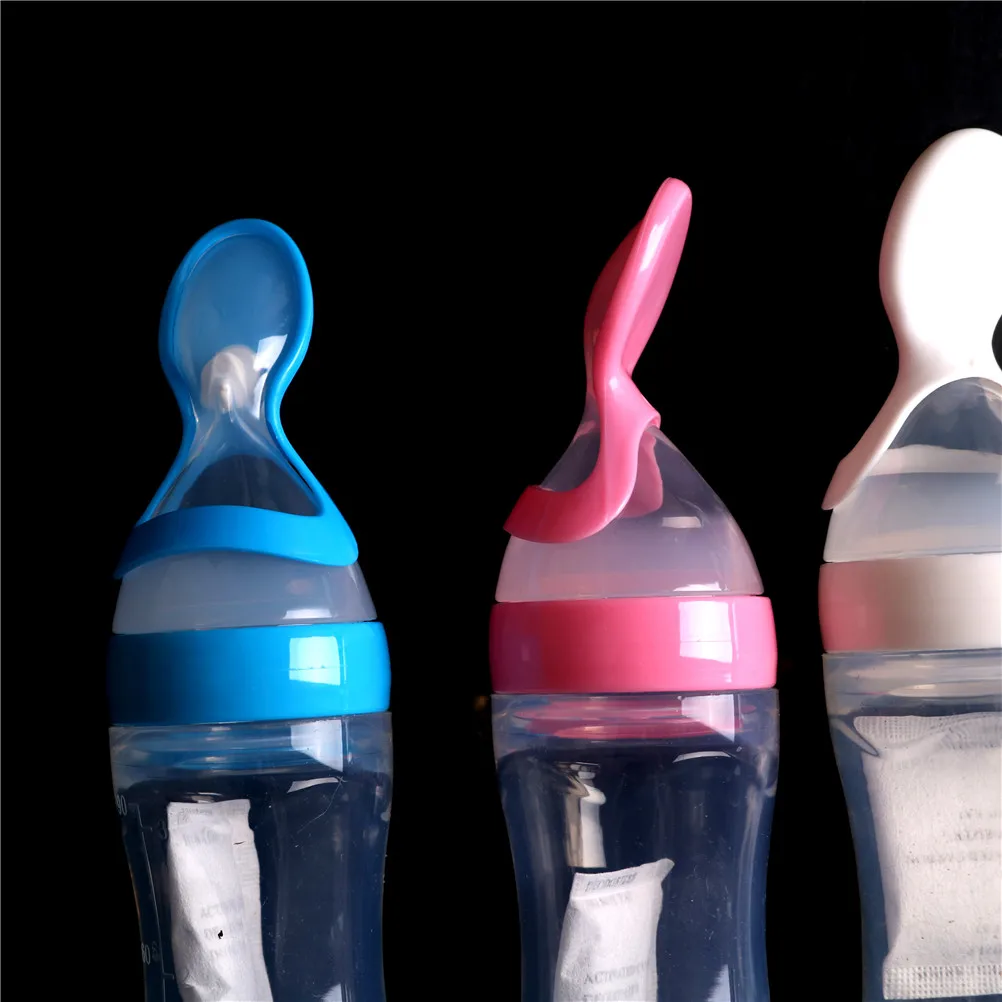 Baby feeder Silicone rice cereal bottle Baby Squeezing Feeding Spoon Training Scoop Rice Cereal Food Supplement Feeder Safety