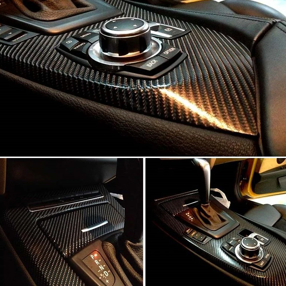 

Black 5D Car Styling Glossy Carbon Fiber Vinyl film Car Wrap DIY Waterproof Free Bubble Car Tuning Part Sticker Accessories