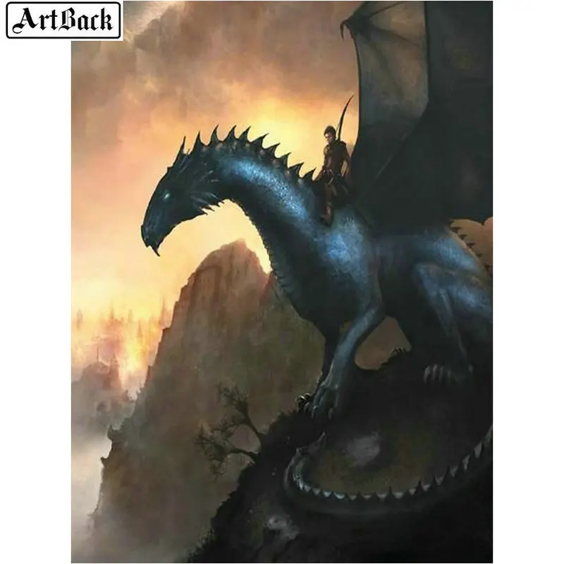 Новый 5d алмазная роспись дракона В рыцарском стиле камни в форме ромба дрель