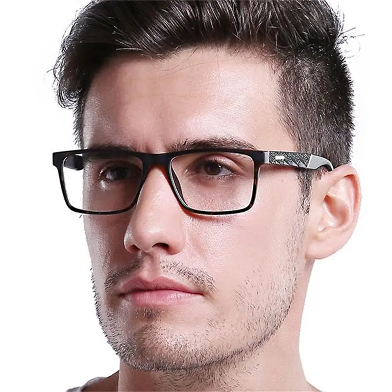 Мужская оправа для очков TR90 винтажная черная при близорукости с прозрачными