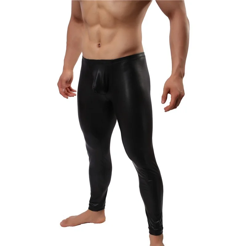 Пикантные Мужские штаны из искусственной кожи длинные леггинсы брюки зимние