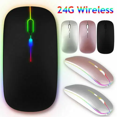 

2.4GHz Wireless Optical Mouse Rechargeable USB RGB Cordless Mice For Laptop PC