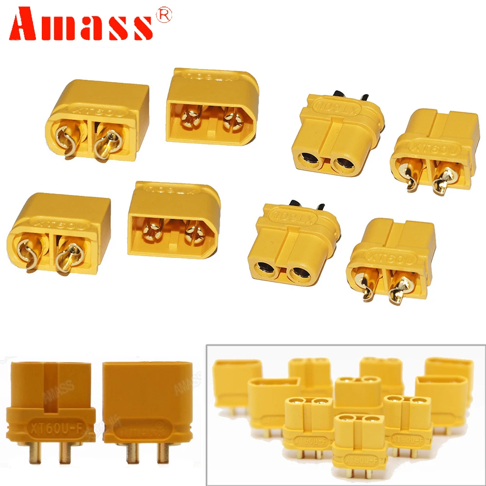 Переходник AMASS XT60U XT60 10 шт. с позолоченным штекером 3 5 мм для Lipo-аккумулятора (5 пар)