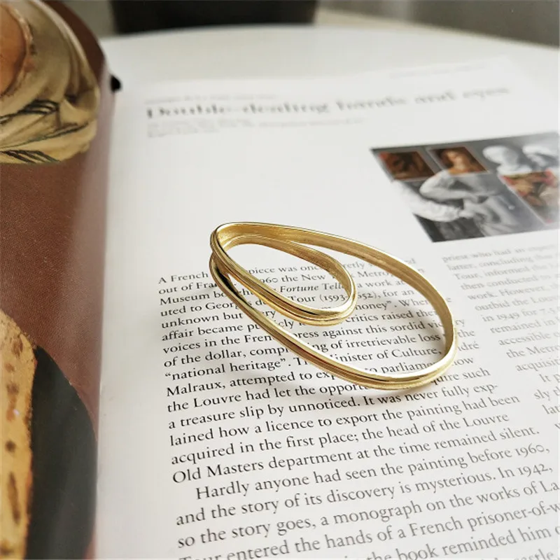 

POFUNUO 925 Sterling Silver Women Punk Style Hyperbole Double Layered Big Circle Earrings Girl HipHop Niche Korean Stud Earrings