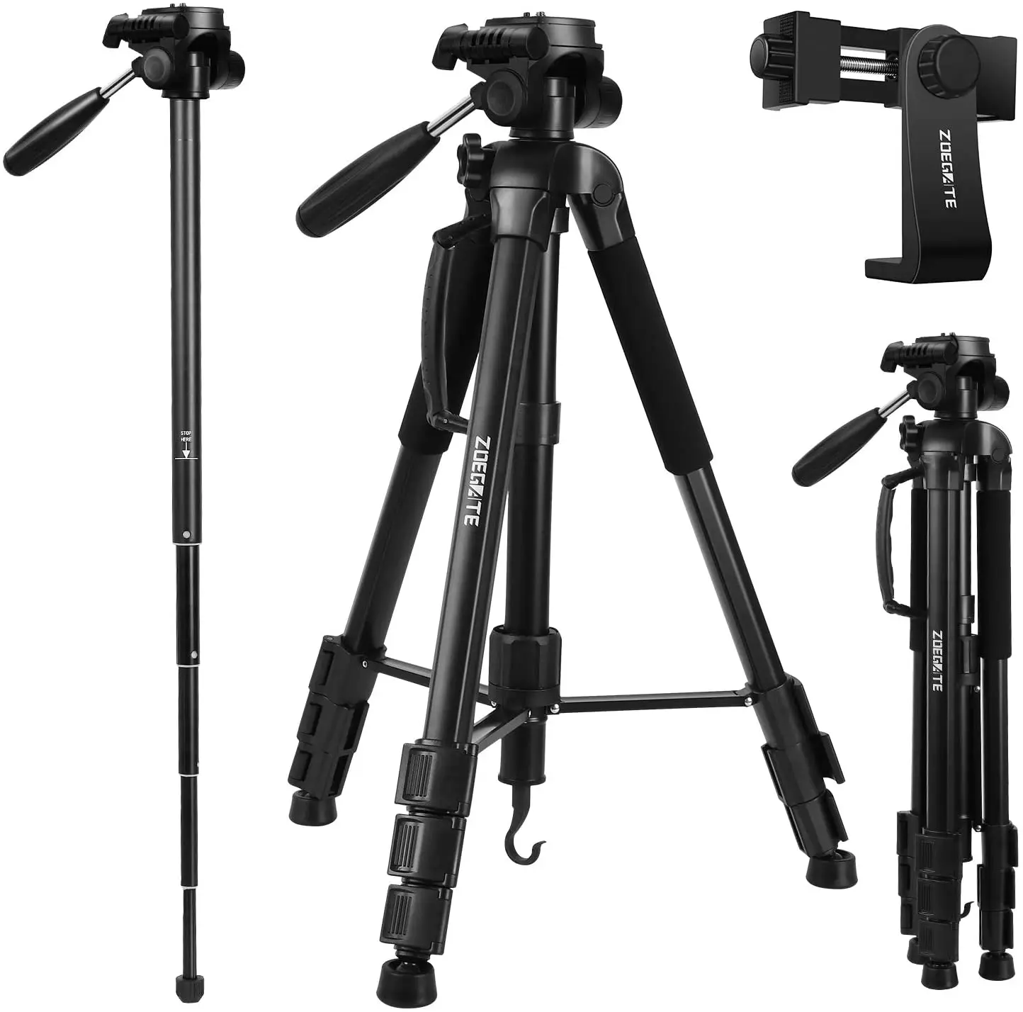 

Speedsporting Portable Tripod 70"/177cm Travel Camera Tripod Outdoor Compact Aluminum Alloy Video Tripod Monopod with 3-Way