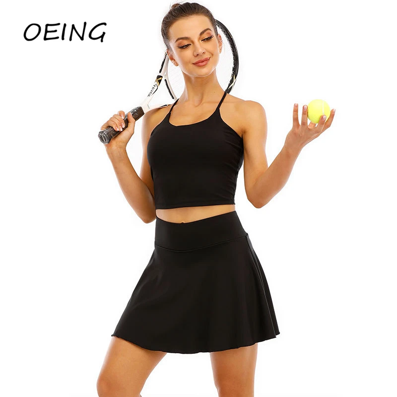 

Женские тренировочные костюмы, теннисная майка и плиссированная юбка, комплекты из 2 предметов, наряды, одежда для гольфа