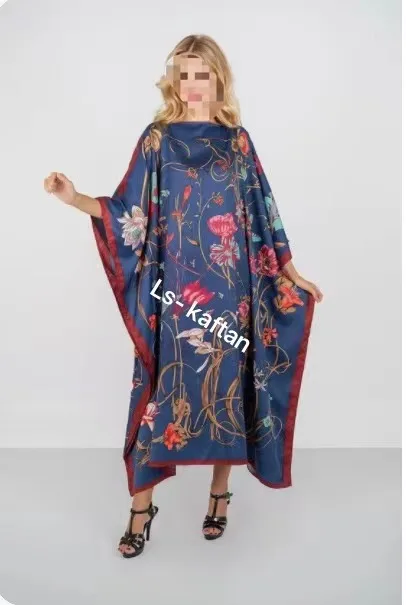 Thailand Summer Popular Bohemian Twill Silk Printed Beach Kaftan Dress Dashiki African Loose Abaya Muslim BouBou Clothes