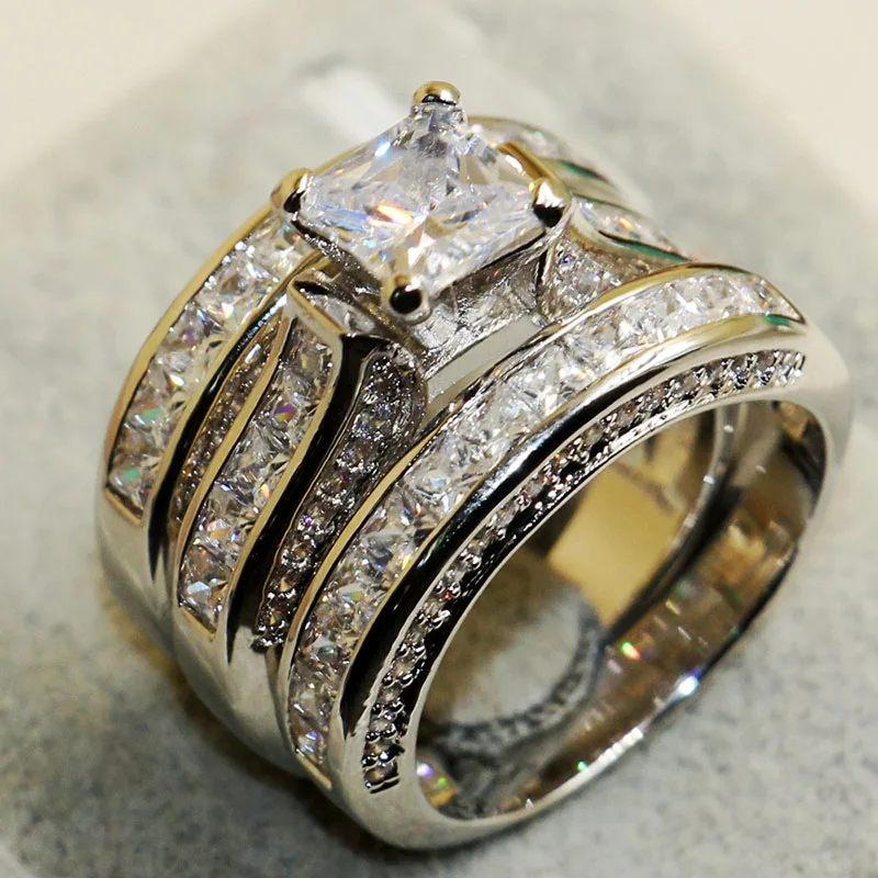 

New 2021 rings for women Women's Fashion Jewelry Three-in-One Engagement Wedding Ring Set Ring