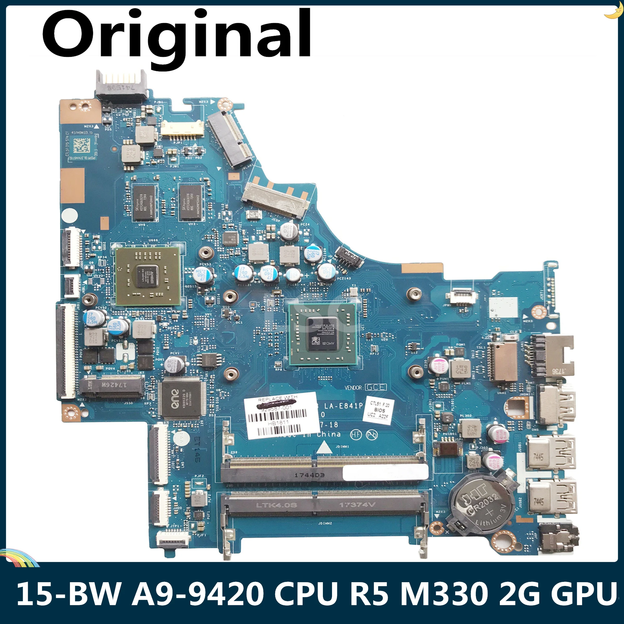 СОП для HP 15 BW Материнская плата ноутбука A9 9420 Процессор R5 M330 2G GPU 929587 501 001