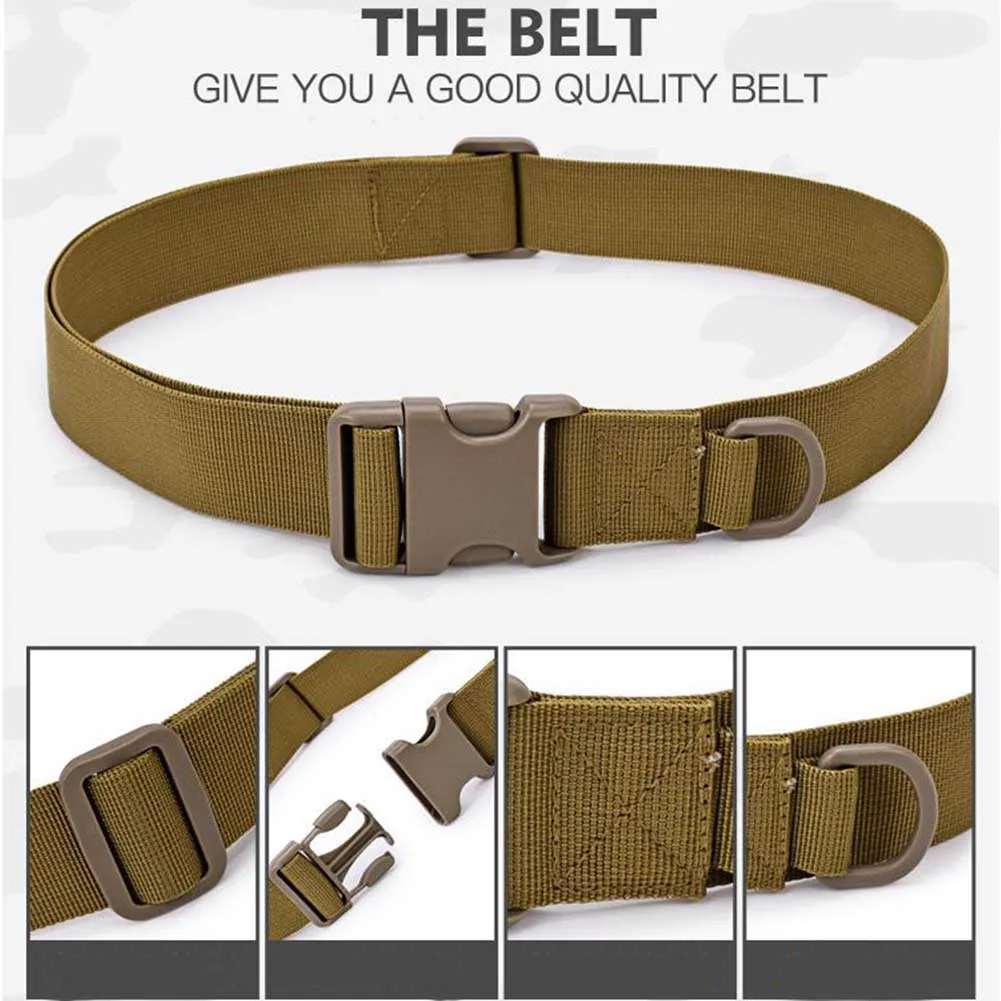 

Men Outdoor Sports Casual Nylon Canvas Plastic Buckle Waistband Indoor Waist Support Tactical Belt Mountaineering Adjustable
