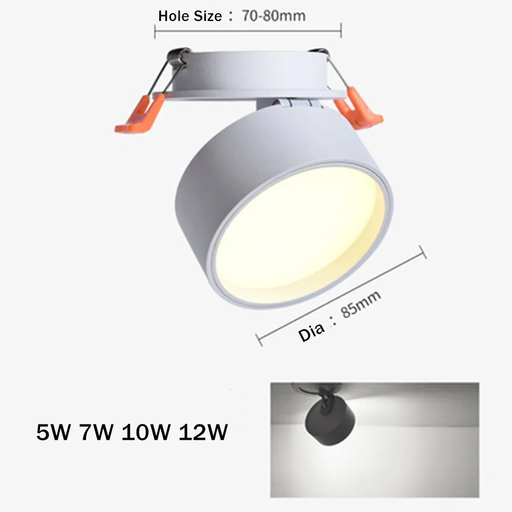 DBF-Foco de techo de lente esmerilada, luz descendente regulable de ángulo ajustable, 7W, 10W, 12W, para fondo de fotos, AC110V, 220V