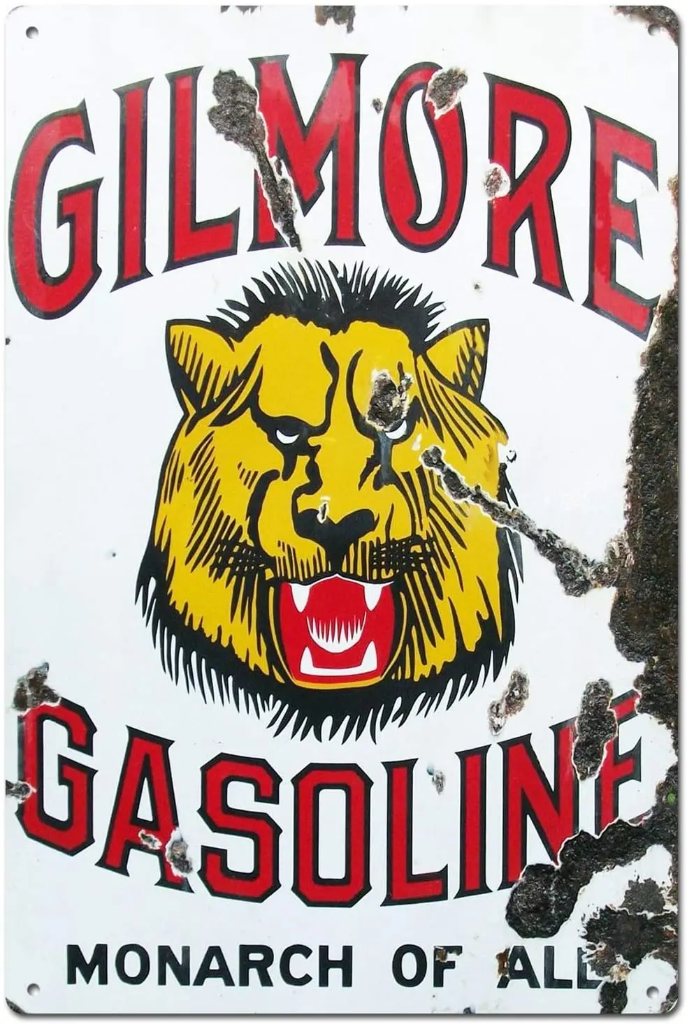 

Retro Tin Sign Gilmore Gasoline Monarch Of All Metal Plaque Poster Bar Pub Club Club House Wall Decoration Metal Plate 12*8 Inch