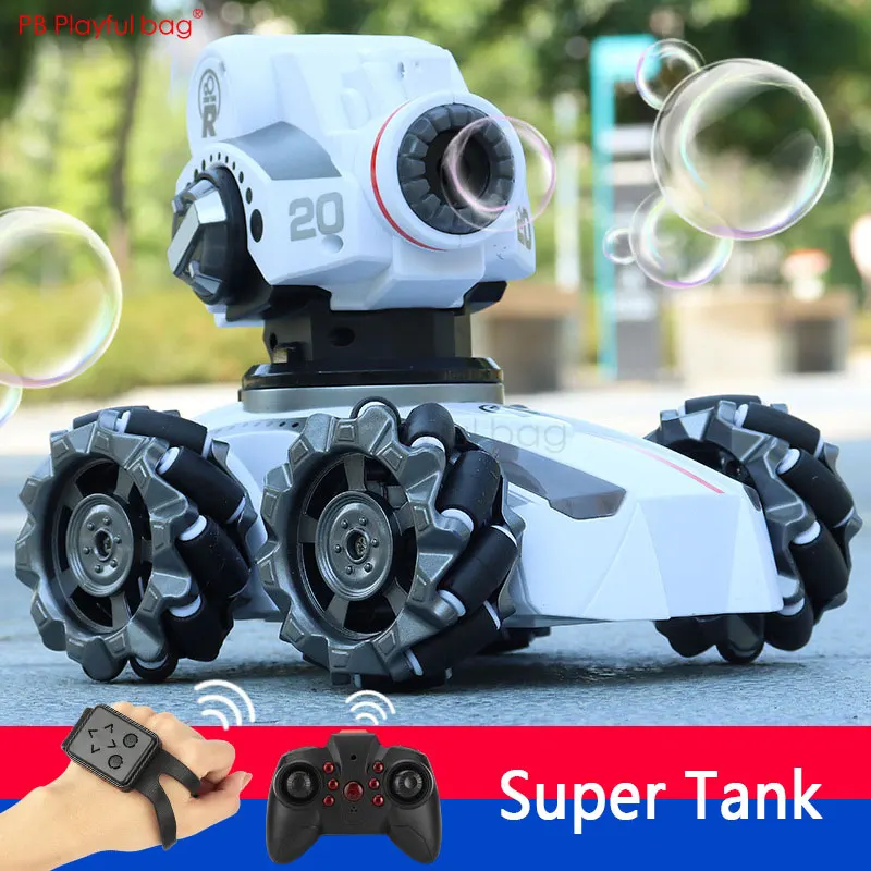 RC Tank Soft bullet / Gel ball / Bubble Launcher Light Spray 360° Rotation Drift Electric Watch control Car Children's Gift AC32 enlarge