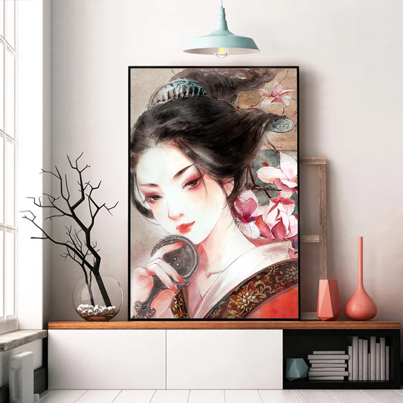 Краска по номерам искусство женщина носить кимоно Hanfu красота Пекинская опера