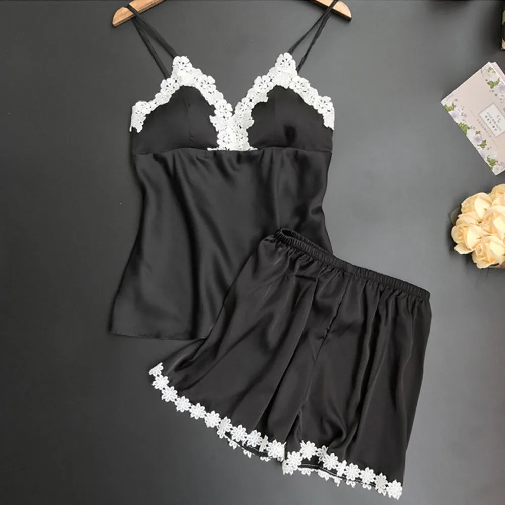 Хлопковый комплект из двух предметов женская одежда для сна шелковая пижама