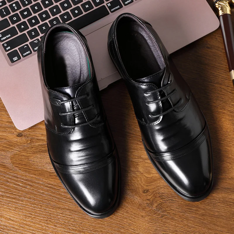 

Genuine Leather Shoes Men Footwear Fashion Business Shoes Cowhide Casual Man Brogue Shoes Black Brown KA1914