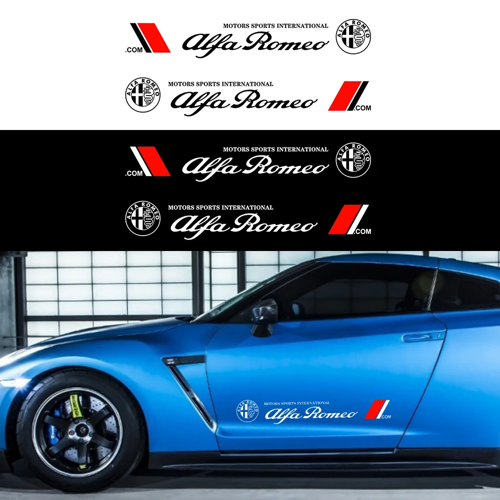 

2Pcs Car Door Side Stickers Creative Sticker Car Body Decals For Alfa Romeo Giulia Giulietta 159 156 MITO Stelvio 147 GT Vinyl