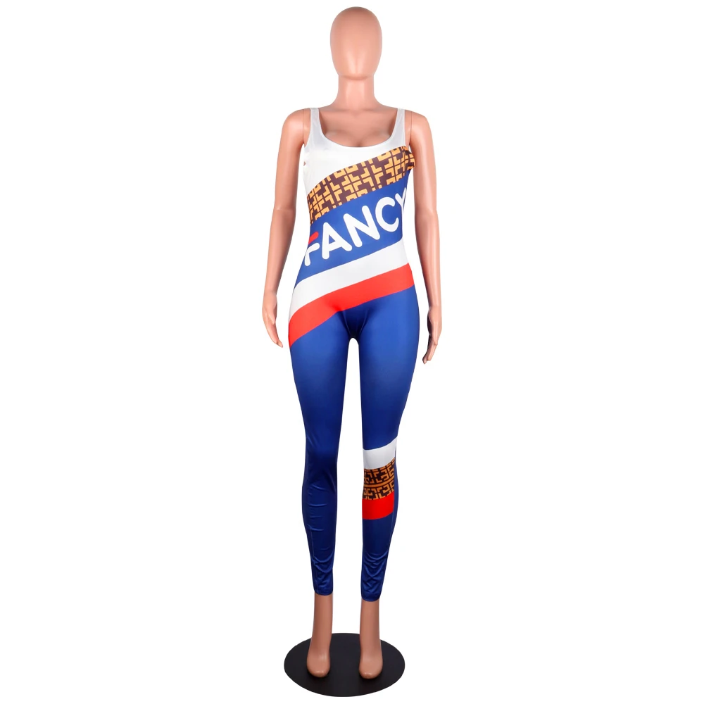 Новый Модный летний комбинезон с буквенным принтом сексуальный прострочкой