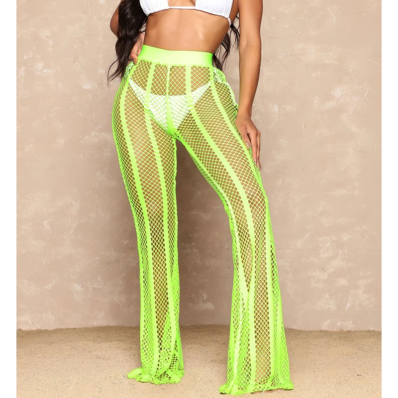 Женские сетчатые брюки с вырезами прозрачная накидка в сеточку штаны бикини