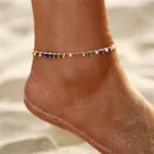 Женские браслеты на лодыжку, анклеты золотого и серебряного цвета с бусинами цвета сглаза в богемном стиле, Цепочка для ног, Бижутерия # N