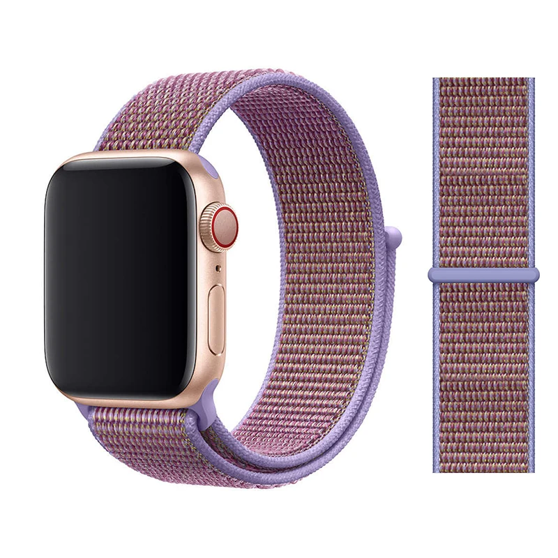 Нейлоновый ремешок для apple watch группа 4/5 44 мм/40 мм, correa apple watch 3 42 мм/38 мм iwatch серии 5/4/3/2 разноцветный коннектор ремешок для часов - Цвет ремешка: NEW Lilac